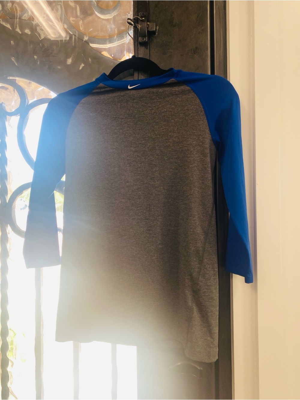 Nike Boys Gray & Blue Long Sleeve Raglan Tee
